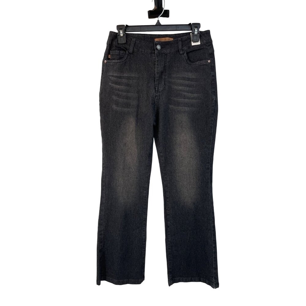 Judy Blue High Waist Black Jeans Womens M Lightweight Split Hem Stretch Denim